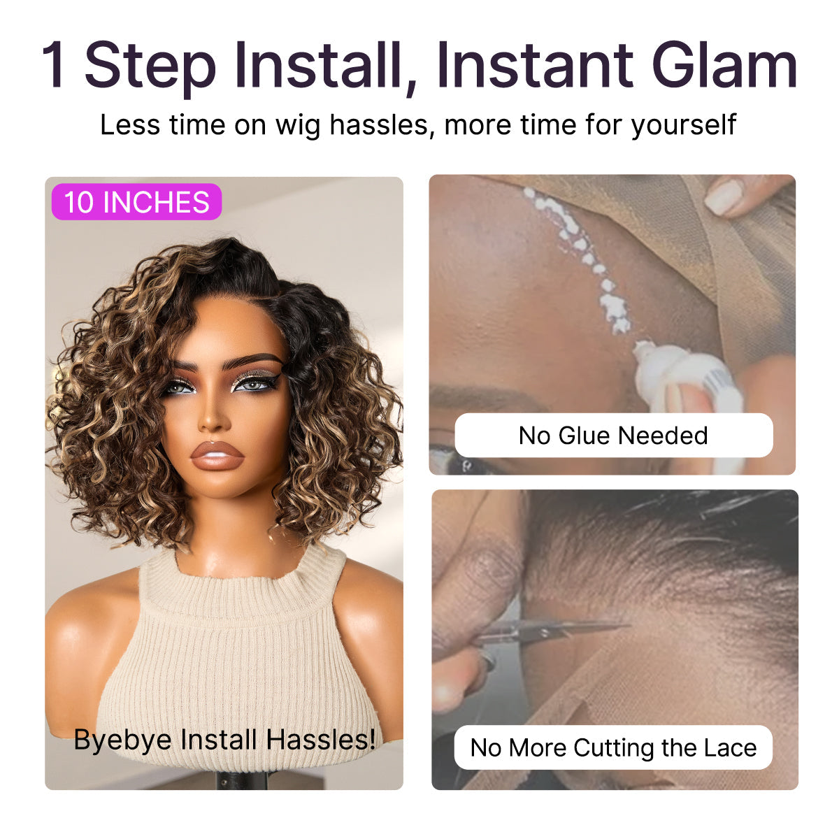 🔥Final Hours—Up to 90% Off✨Ready-to-Go Glueless Curly Bob Wig