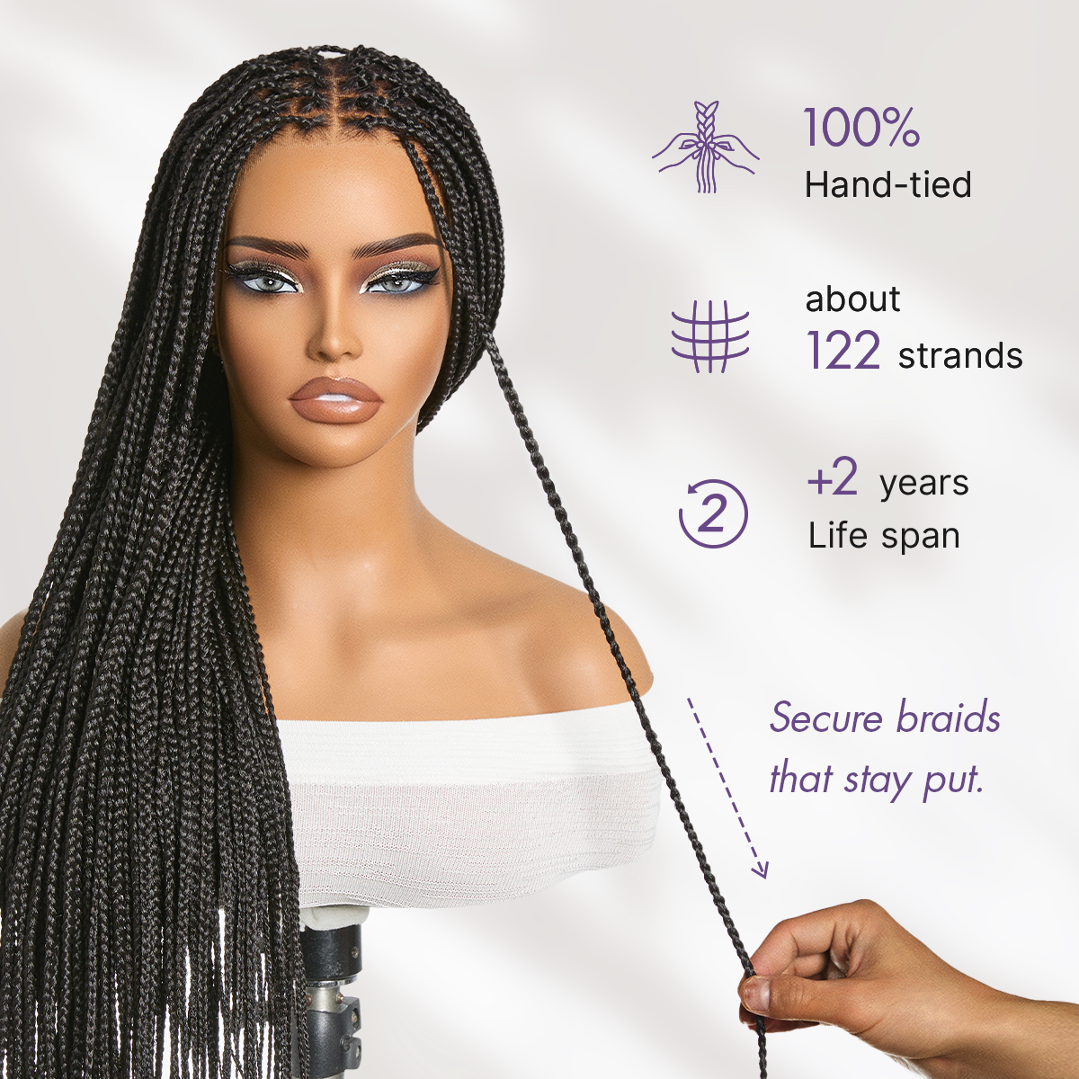 Real Scalp Knotless Braided Wig – Lightweight Fit