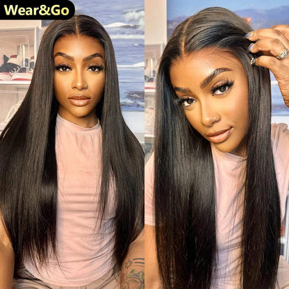 Wear And Go Glueless Wigs Bleached Tiny Knots Pre Cut 7x5 HD Lace Straight Lace Front Human Hair Wigs