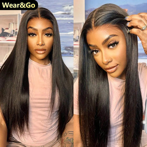 Wear And Go Glueless Wigs Bleached Tiny Knots Pre Cut 7x5 HD Lace Straight Lace Front Human Hair Wigs